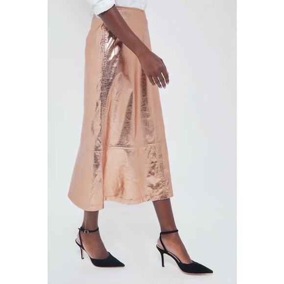 TUCKERNUCK X India Hicks Gold Metallic London Skirt NWT Size 8 - Picture 3 of 13